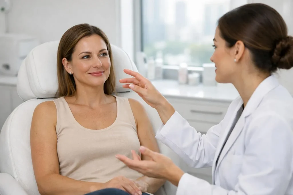 Patient discussing botox treatment in Dubai with a clinician